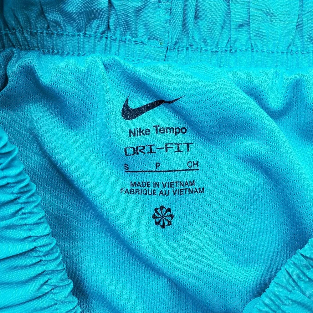 Nike Tempo Shorts Womens S Blue Lined Dri-Fit Mid Rise Elastic Waist Swoosh Logo